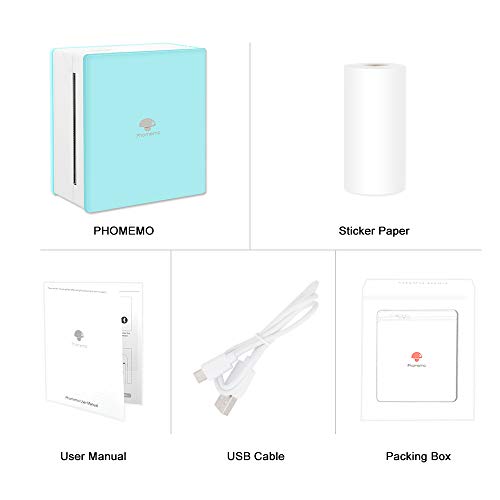 Phomemo M02 Sticker Printer- Mini Printer Portable Thermal Printer Inkless Pocket Printer Bluetooth Photo Printer for Learning Assistance, Study Notes, Journal, Fun, Work
