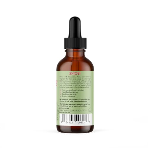 Mielle Organics Rosemary Mint Scalp & Hair Strengthening Oil With Biotin & Essential Oils, Nourishing Treatment for Split Ends and Dry Scalp for All Hair Types, 2-Fluid Ounces