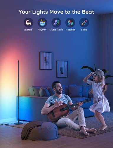 Govee RGBIC Floor Lamp, LED Corner Lamp Works with Alexa, Smart Modern Floor Lamp with Music Sync and 16 Million DIY Colors, Color Changing Standing Lamp for Christmas Bedroom Living Room Black