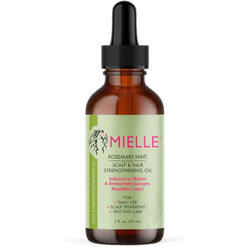 Mielle Organics Rosemary Mint Scalp & Hair Strengthening Oil With Biotin & Essential Oils, Nourishing Treatment for Split Ends and Dry Scalp for All Hair Types, 2-Fluid Ounces