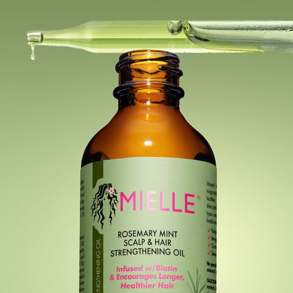 Mielle Organics Rosemary Mint Scalp & Hair Strengthening Oil With Biotin & Essential Oils, Nourishing Treatment for Split Ends and Dry Scalp for All Hair Types, 2-Fluid Ounces
