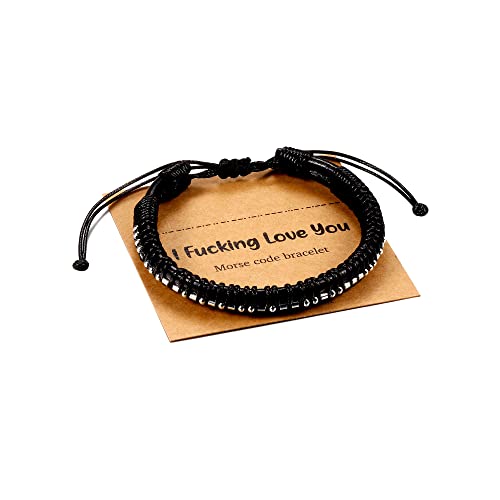 Bracelets for Mens Gifts, Leather Bracelets Gifts for Him Morse Code Bracelets for Mens Jewelry Birthday Christmas Anniversary Valentine's Day Gifts for Boyfriend Husband Fiance from Wife Girlfriend