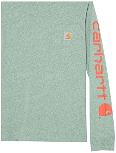 Carhartt Boys' Little Long-Sleeve Pocket T-Shirt, Jade Heather, 6