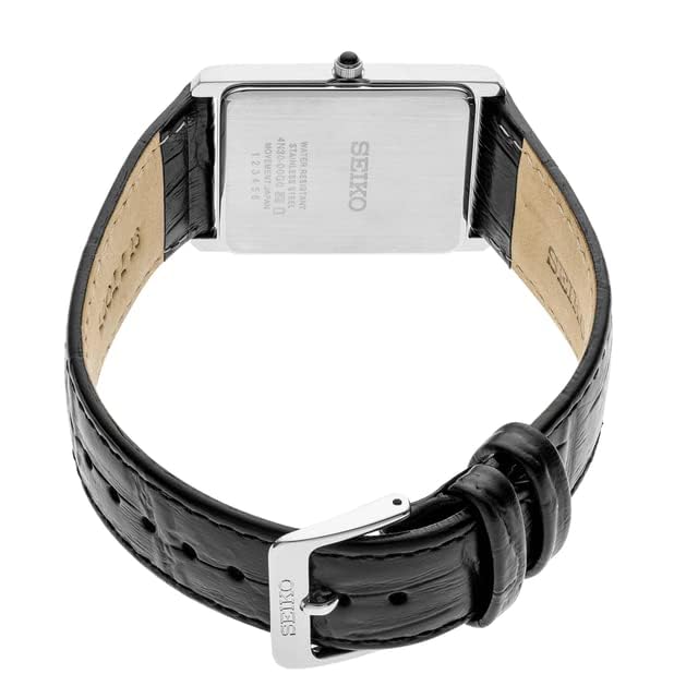 SEIKO SWR049 Watch for Men - Essentials - White Dial with Roman Numerals, and Black Leather Strap
