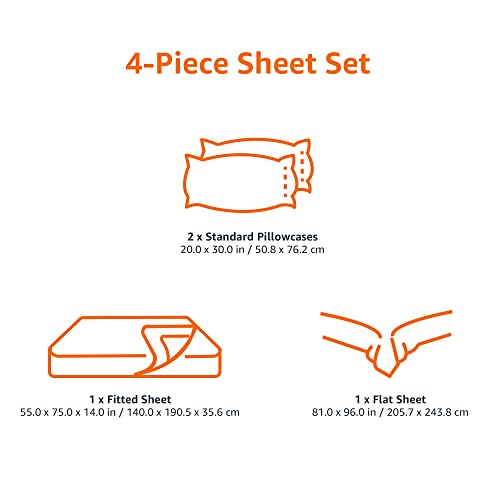 Amazon Basics Lightweight Super Soft Easy Care Microfiber 4-Piece Bed Sheet Set with 14-Inch Deep Pockets, Full, Spa Blue, Solid - Pack of 4