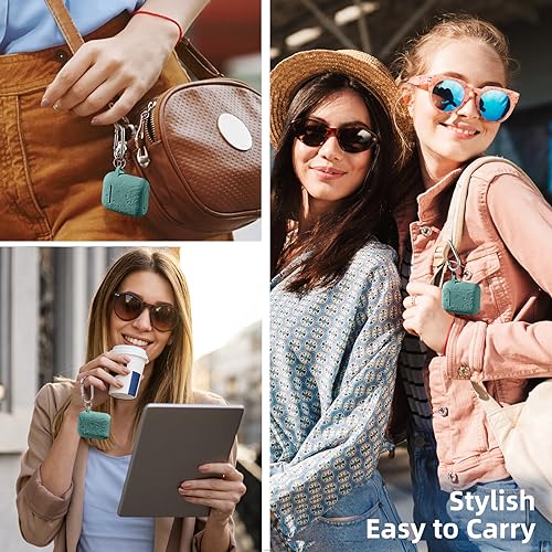 Lerobo Flower Engraved AirPods Case Cover, Stylish Soft Silicone Protector with Keychain Compatible with Apple AirPod 1st/2nd Generation Charging Case, Front LED Visible, Pine Green
