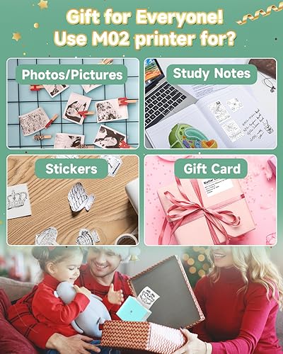 Phomemo M02 Sticker Printer- Mini Printer Portable Thermal Printer Inkless Pocket Printer Bluetooth Photo Printer for Learning Assistance, Study Notes, Journal, Fun, Work