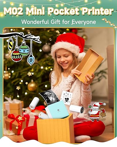 Phomemo M02 Sticker Printer- Mini Printer Portable Thermal Printer Inkless Pocket Printer Bluetooth Photo Printer for Learning Assistance, Study Notes, Journal, Fun, Work