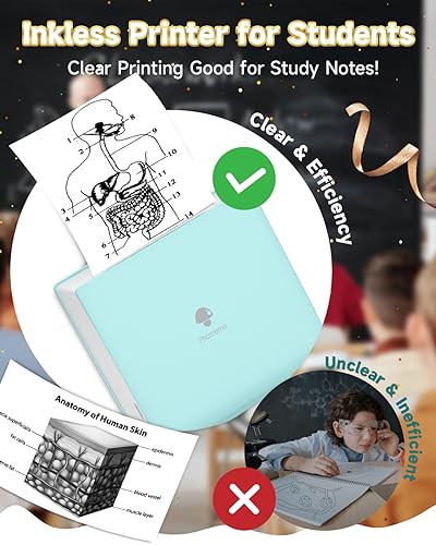 Phomemo M02 Sticker Printer- Mini Printer Portable Thermal Printer Inkless Pocket Printer Bluetooth Photo Printer for Learning Assistance, Study Notes, Journal, Fun, Work