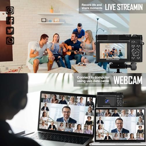 ATPLOES Digital Cameras for Photography,4K&48MP&16X Video/Vlogging Camera for YouTube, Travel Camera with 32GB TF Card & 2 Batteries,Compact Camera,Great Gift Choice,Digital Point and Shoot Camera