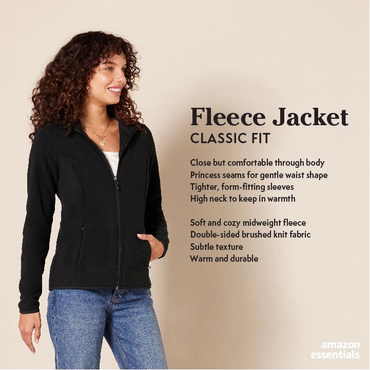 Amazon Essentials Women's Classic-Fit Full-Zip Polar Soft Fleece Jacket (Available in Plus Size), Burgundy Heather, Medium