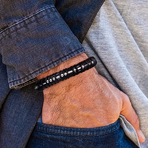 Bracelets for Mens Gifts, Leather Bracelets Gifts for Him Morse Code Bracelets for Mens Jewelry Birthday Christmas Anniversary Valentine's Day Gifts for Boyfriend Husband Fiance from Wife Girlfriend