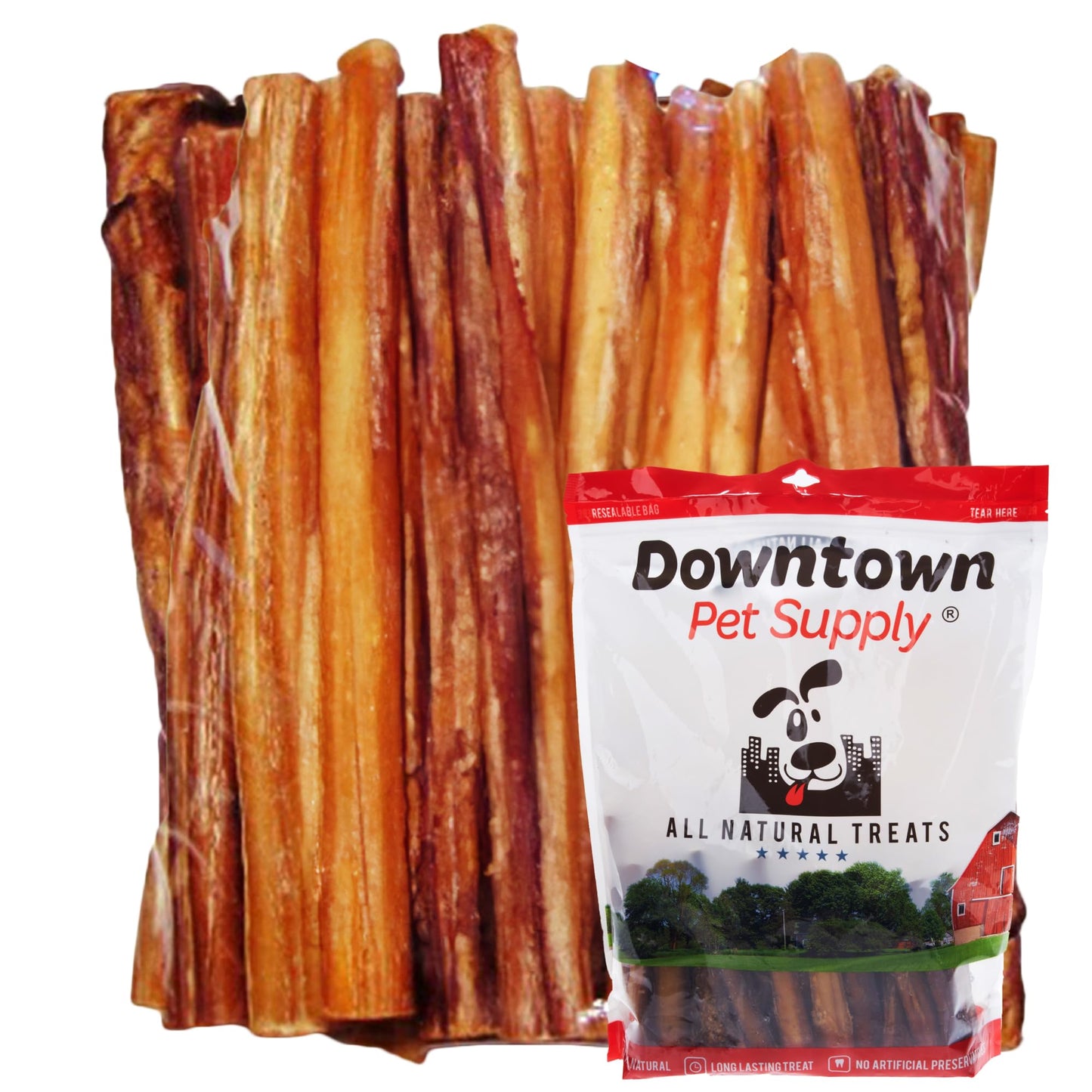 Downtown Pet Supply 6 inch 10 Pack of Bully Sticks for Medium Dogs & Large Dogs, Single Ingredient, Rawhide-Free Long Lasting Bully Sticks for Medium Dogs- No Hide Bullsticks for Bully Stick Holder