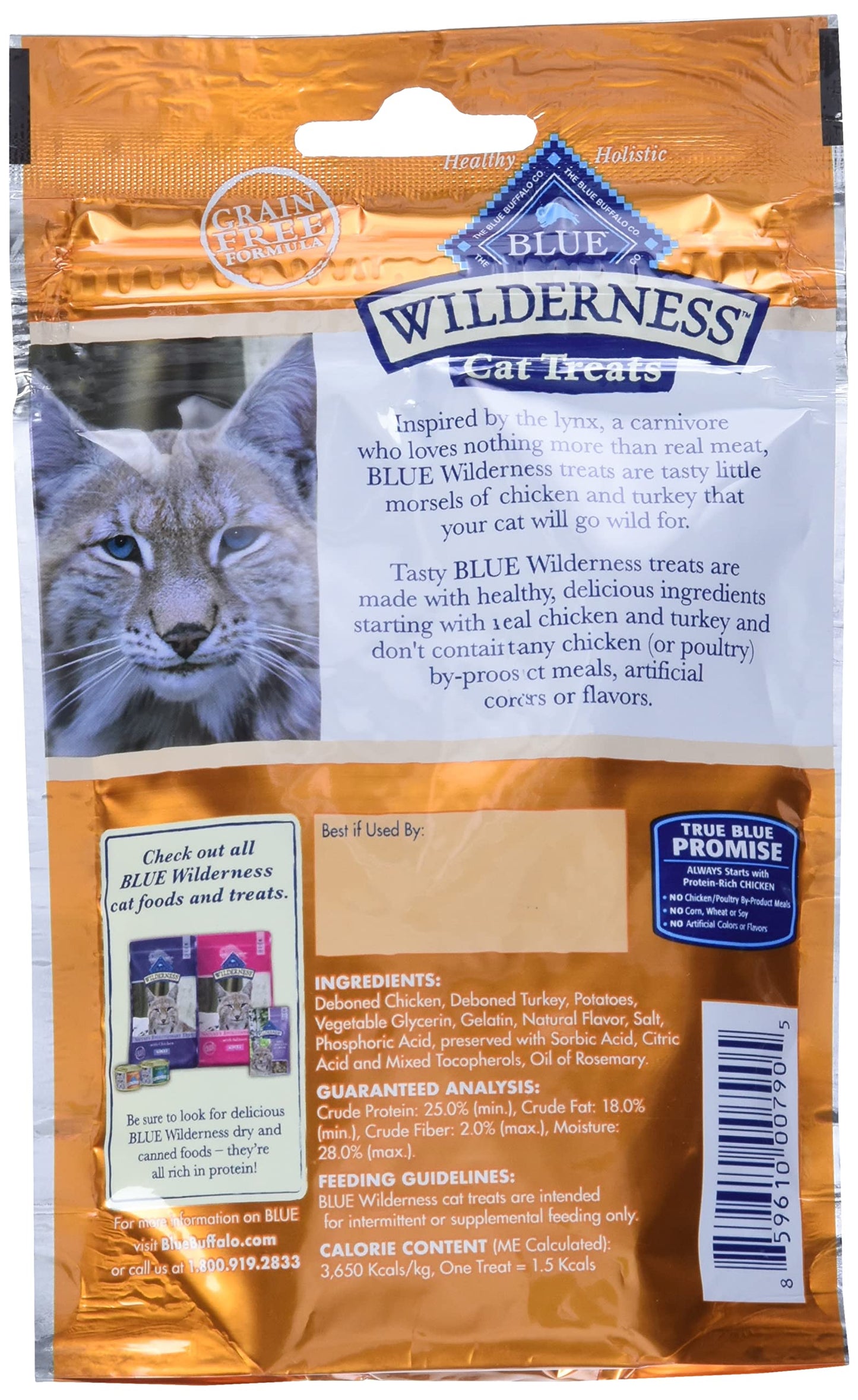 Blue Buffalo Wilderness Grain Free Soft-Moist Cat Treats, Chicken & Turkey 2-oz Bag