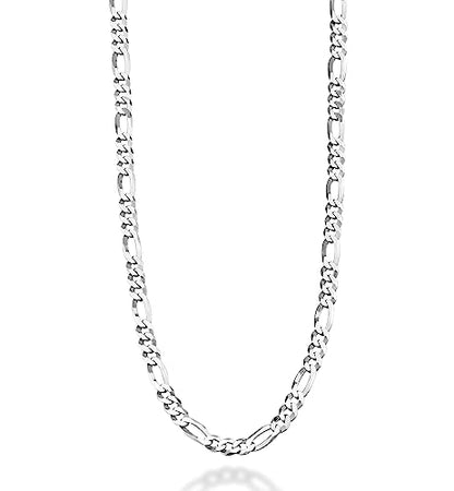 Miabella 925 Sterling Silver Italian 5mm Diamond-Cut Figaro Link Chain Necklace for Women Men, Made in Italy (30 Inches)