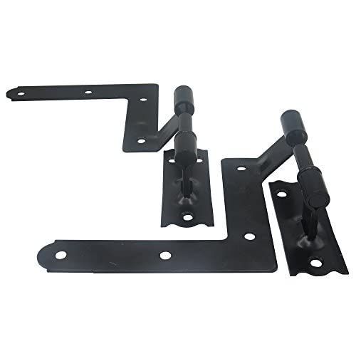 ELBA Black Blind Exterior Shutter Hinges for Wood Frame and Brick - Shutter Hardware for Exterior Windows 1 Pair (2 Units)