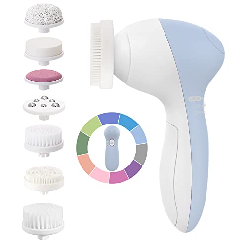 Facial Cleansing Brush Face Scrubber: COSLUS 7in1 JBK-D Electric Exfoliating Spin Cleanser Device Waterproof Deep Cleaning Exfoliation Rotating Spa Machine - Electronic Skin Care Wash Spinning System