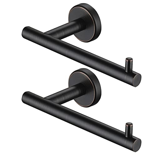 JQK Toilet Paper Holder Oil Rubbed Bronze, 5 Inch 304 Stainless Steel Thick 0.8mm Tissue Paper Dispenser for Bathroom, Hold Mega Rolls Wall Mount 2 Pack, TPH100-ORB-P2