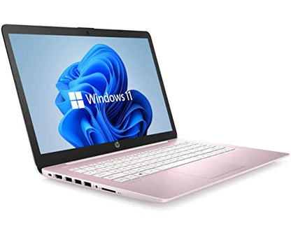 HP Newest 14" HD Laptop, Windows 11, Intel Celeron Dual-Core Processor Up to 2.60GHz, 4GB RAM, 64GB SSD, Webcam, Dale Pink(Renewed) (Dale Pink)