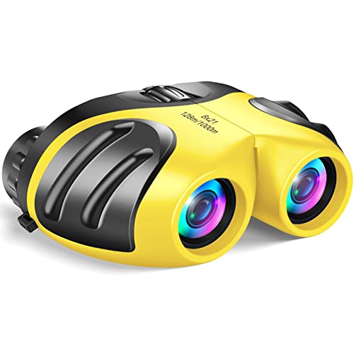 LET'S GO! Boys Toys Age 3-12, DIMY Compact Watreproof Binocular for Kids Boys Outdoor Play Bird Watching Easter Gifts for Boys Age 5-10 Yellow DY3