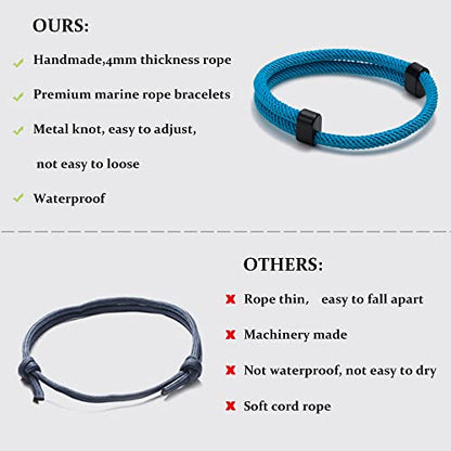 TempBeau Nautical Braided Rope Bracelets Set - 6 Pcs Adjustable Braided Cord Bracelet, Handmade Navy Marine String Bracelet, Men Women Braided Bracelets Gifts