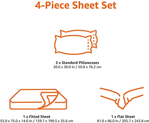 AmazonBasics Lightweight Super Soft Easy Care Microfiber Bed Sheet Set with 14" Deep Pockets - Full, Light Gray-4 Pack