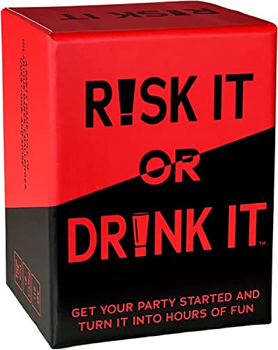 RISK IT OR DRINK - Fun Party Game for College, Pregame, Night Hilarious Dares, Challenges & Questions Adults Games Adult Card Parties