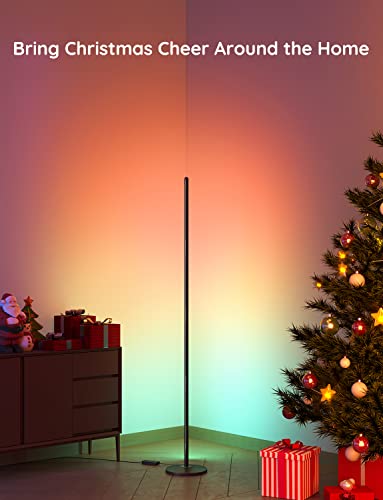 Govee RGBIC Floor Lamp, LED Corner Lamp Works with Alexa, Smart Modern Floor Lamp with Music Sync and 16 Million DIY Colors, Color Changing Standing Lamp for Christmas Bedroom Living Room Black