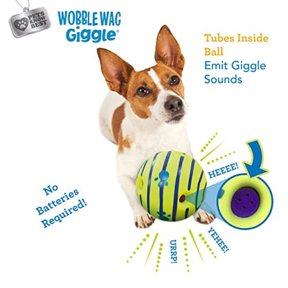 Wobble Wag Giggle Ball, Interactive Dog Toy, Fun Giggle Sounds When Rolled or Shaken, Pets Know Best, As Seen On TV