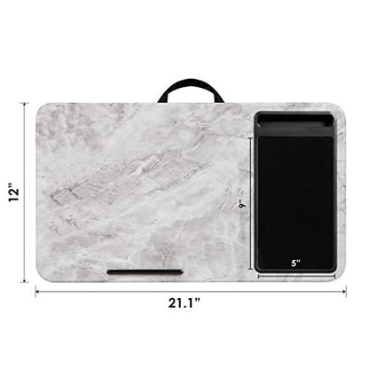 LAPGEAR Home Office Lap Desk with Device Ledge, Mouse Pad, and Phone Holder - White Marble - Fits up to 15.6 Inch Laptops - Style No. 91501