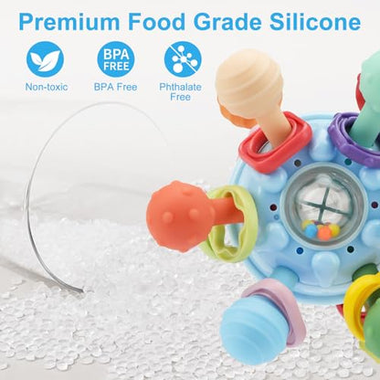 Baby Montessori Sensory Toys for 0-6 6-12 Months, Food Grade Teething Toys for Babies 0 3 6 9 12 18 Months, Newborn Infant Learning Developmental Toys Gifts for 1 2 Year Old Boys Girls