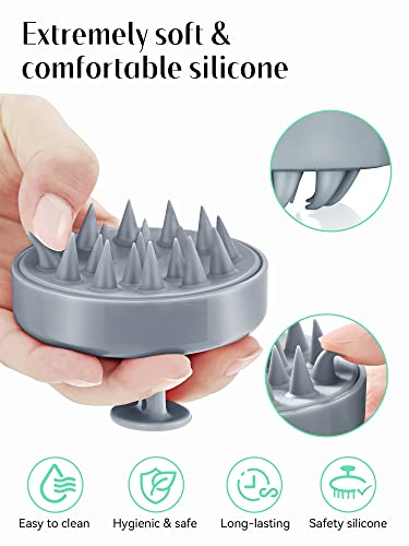 HEETA Hair Scalp Massager, Scalp Scrubber with Soft Silicone Bristles for Hair Growth & Dandruff Removal, Hair Shampoo Brush for Scalp Exfoliator, Sky Gray