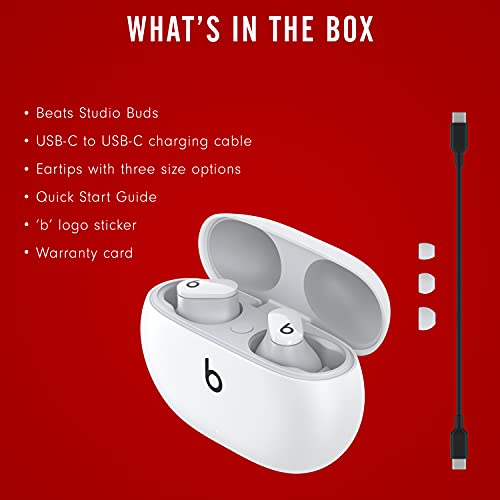 Beats Studio Buds - True Wireless Noise Cancelling Earbuds - Compatible with Apple & Android, Built-in Microphone, IPX4 Rating, Sweat Resistant Earphones, Class 1 Bluetooth Headphones - White