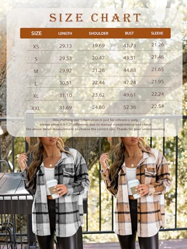 AUTOMET Womens Oversized Flannel Jacket Shirts Blend Button Down Long Sleeve Shacket Clothes 2023 Fall Fashion Tops Blouse 2023 Apricot