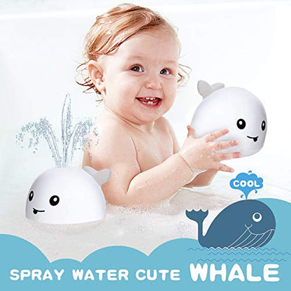 ZHENDUO Baby Bath Toys, Rechargeable Bath Toys, Whale Spray Water Bath Toy, Sprinkler Bathtub Shower Toys for Toddlers Kids Boys Girls, Pool Toy for Baby (White)