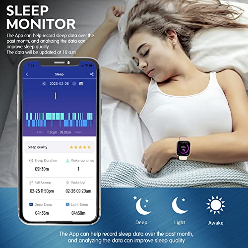 Smart Watch for Men Women, Smartwatch with Blood Pressure Monitor Heart Rate Monitor Body Temperature 1.88" Bluetooth Watch (Make/Answer Call), IP67 Waterproof Smart Watch for Android iOS Phones Gold