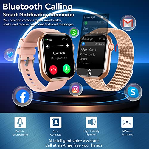 Smart Watch for Men Women, Smartwatch with Blood Pressure Monitor Heart Rate Monitor Body Temperature 1.88" Bluetooth Watch (Make/Answer Call), IP67 Waterproof Smart Watch for Android iOS Phones Gold