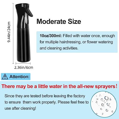 Lessmon Spray Bottle, 10oz/300ml Mist Spray Bottle for Hair, Stylish Water Mist Sprayer for Plant, Cleaning, Skin Care, Ergonomic Refillable Spray Container (Black)