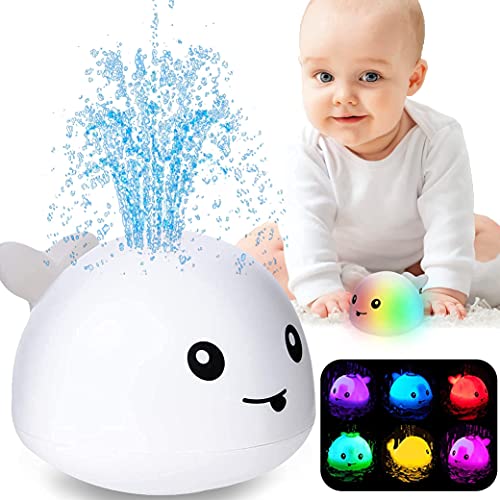 ZHENDUO Baby Bath Toys, Rechargeable Bath Toys, Whale Spray Water Bath Toy, Sprinkler Bathtub Shower Toys for Toddlers Kids Boys Girls, Pool Toy for Baby (White)