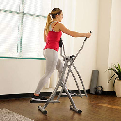 Sunny Health & Fitness SF-E902 Air Walk Trainer Elliptical Machine Glider w/LCD Monitor, 220 LB Max Weight and 30 Inch Stride