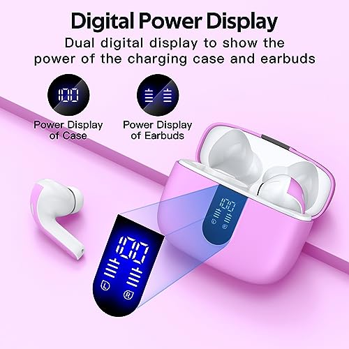 TAGRY Bluetooth Headphones True Wireless Earbuds 60H Playback LED Power Display Earphones with Wireless Charging Case IPX5 Waterproof Earbuds with Mic for TV Smart Phone Computer Laptop Sports