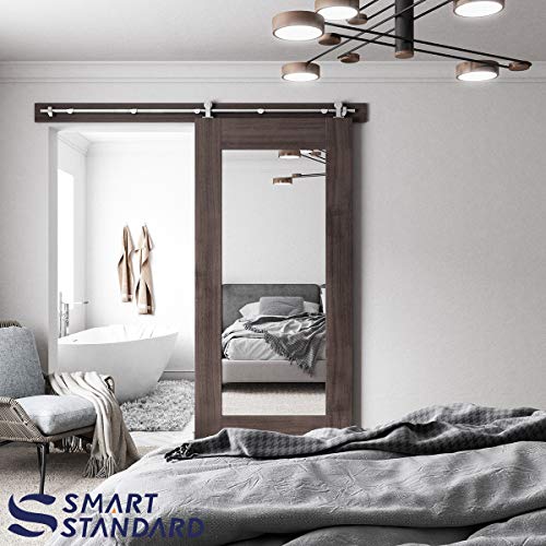 SMARTSTANDARD 6.6 Feet Top Mount Sliding Hardware Kit-Stainless Steel Heavy Duty Sturdy Barn Track-Simple and Easy to Install-Fit 36"-40“ Wide Door Panel (T Shape Hanger)