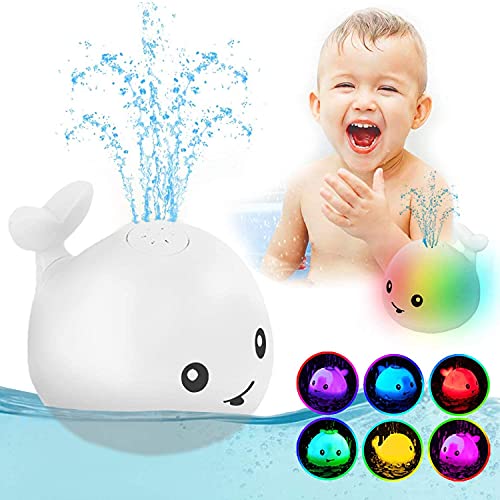 ZHENDUO Baby Bath Toys, Rechargeable Bath Toys, Whale Spray Water Bath Toy, Sprinkler Bathtub Shower Toys for Toddlers Kids Boys Girls, Pool Toy for Baby (White)