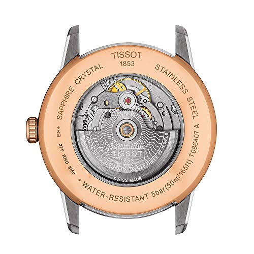 Tissot mens Luxury Stainless Steel Dress Watch Rose Gold 5N,Grey T0864072206700
