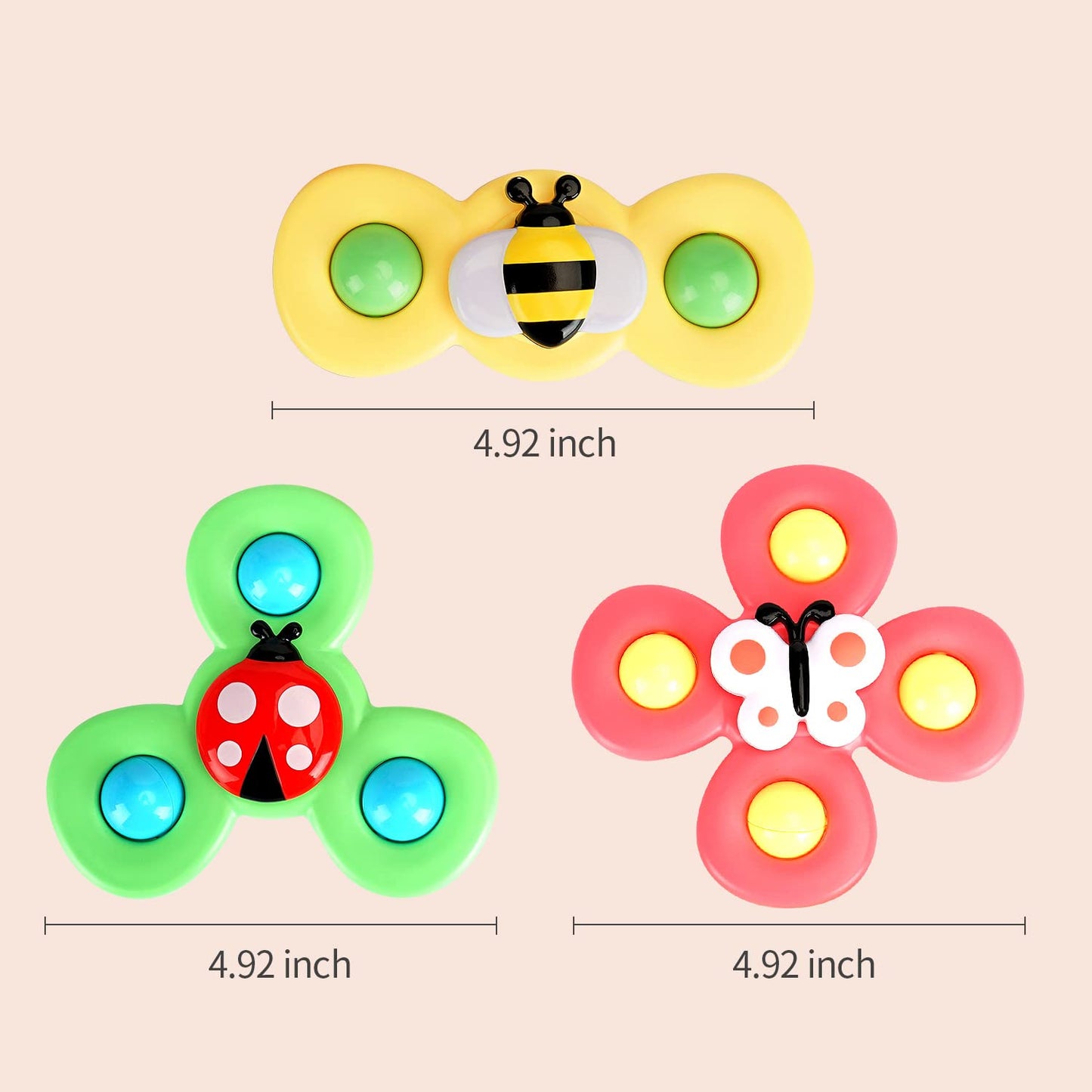 3PCS ALASOU Suction Cup Spinner Toys for 1 Year Old Boy Girl|Spinning Top Toddler Toys Age 1-2|1 2 Year Old Boy Birthday Gift|Baby Bath Toys for Kids Ages 1-3|Sensory Toys for Toddlers 1-3