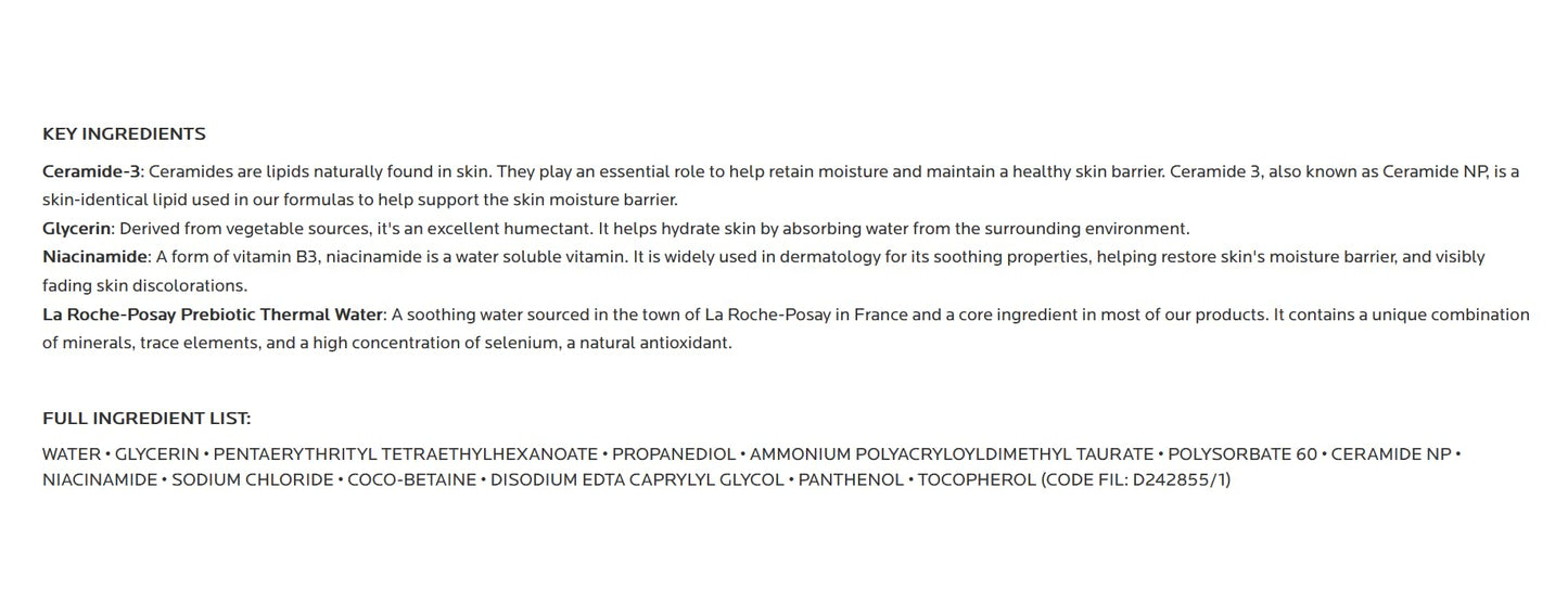 La Roche-Posay Toleriane Hydrating Gentle Face Cleanser, Daily Facial Cleanser with Niacinamide and Ceramides for Sensitive Skin, Moisturizing Face Wash for Normal to Dry Skin, Fragrance Free