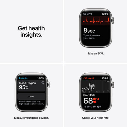 Apple Watch Series 7 [GPS + Cellular 45mm] Smart Watch w/Silver Stainless Steel Case with Starlight Sport Band. Fitness Tracker, Blood Oxygen & ECG Apps, Always-On Retina Display, Water Resistant