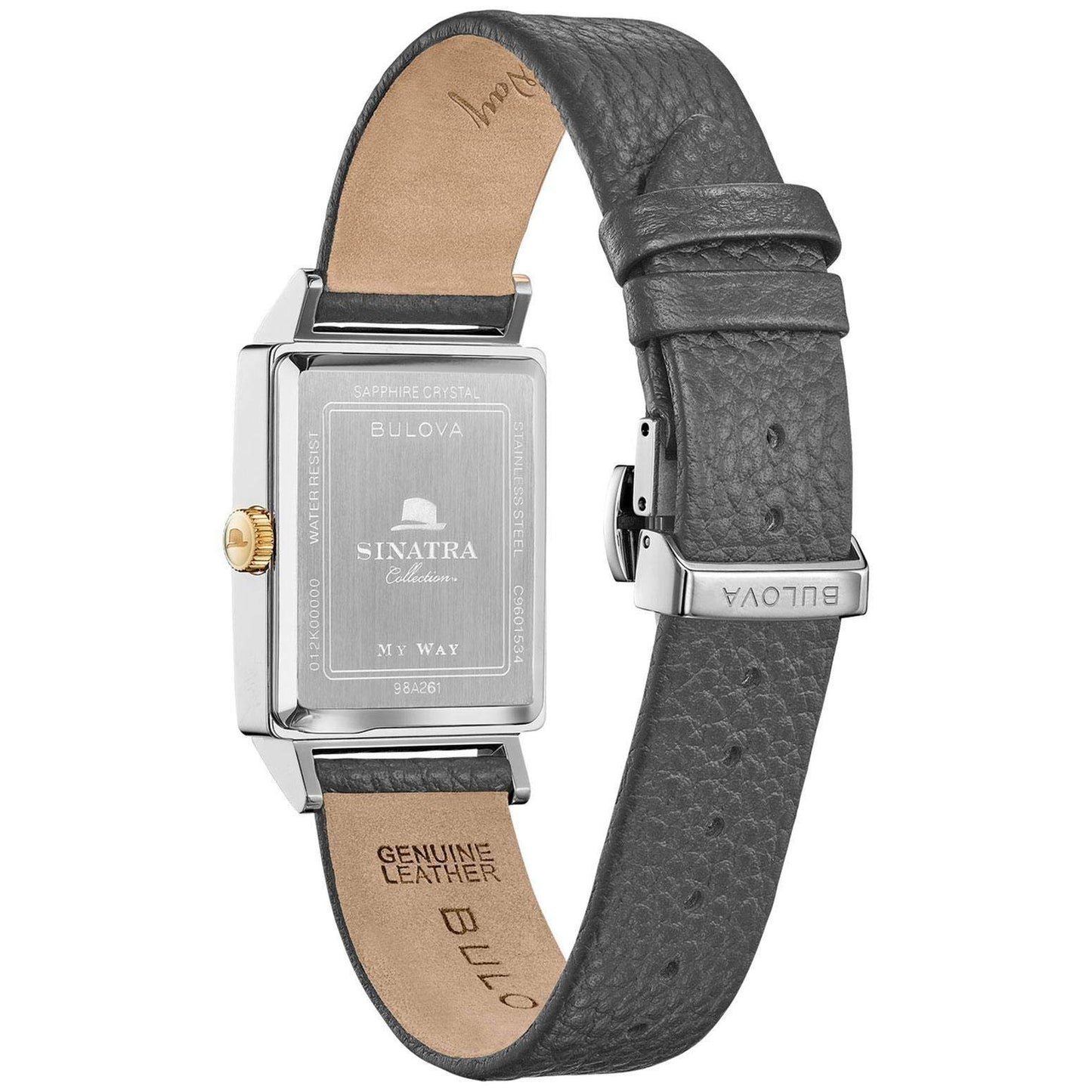 Bulova Men's Frank Sinatra "My Way" Leather Strap Watch, Silver Tone Style: 98A261