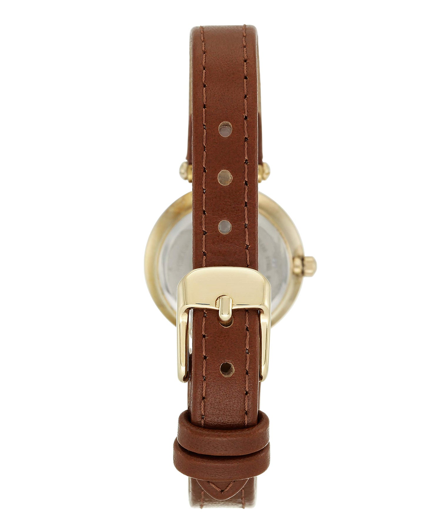 Anne Klein Women's 109442CHHY Gold-Tone Champagne Dial and Brown Leather Strap Watch