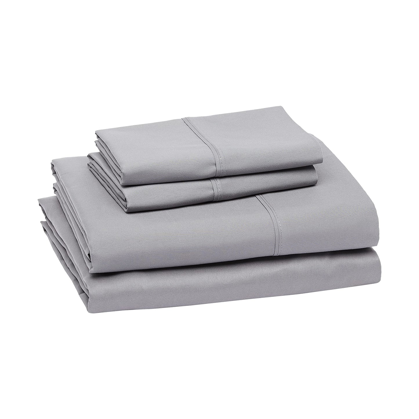 Amazon Basics Lightweight Super Soft Easy Care Microfiber 4-Piece Bed Sheet Set with 14-Inch Deep Pockets, King, Dark Gray, Solid - Pack of 4